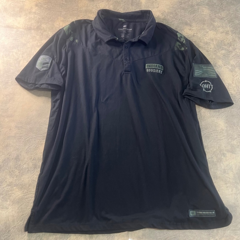 Colosseum Indiana Hoosiers Polo Mens XXL‎ Black OHT Military Appreciation Camo